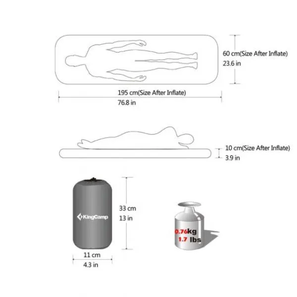 KingCamp Camping Air Matttress/Mat/Pad Ultralight Eco-Friendly Internal Foot Pump KM3576