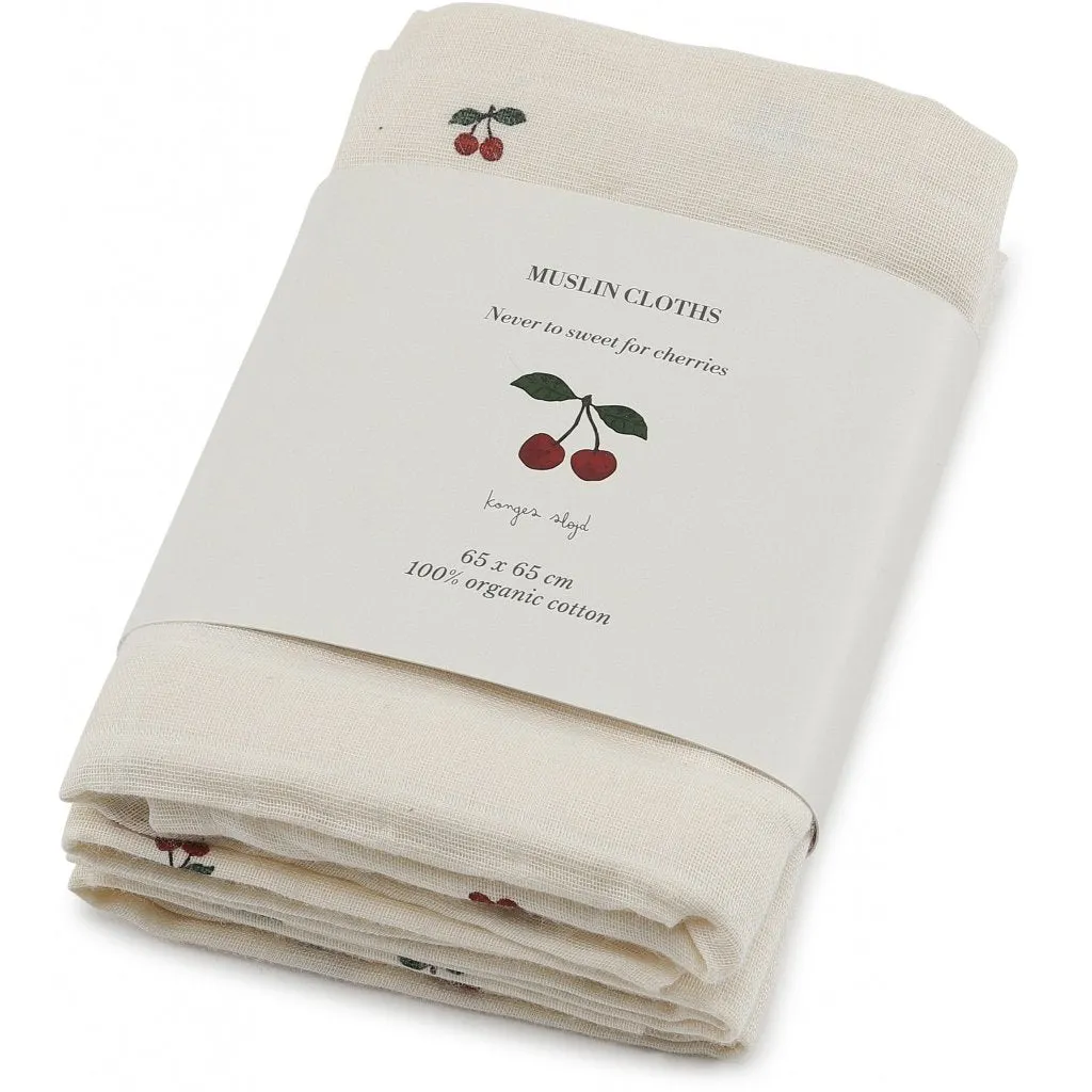 KONGES SLØJD - Muslin Cloths (pack of three) - Cherry