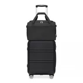 KONO 20” Hard Shell PP Suitcase Set & E2016S Travel Bag Set - Black | Durable, Lightweight & Versatile Travel Companion