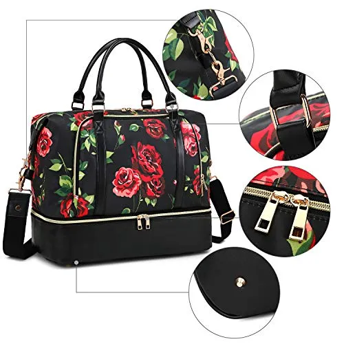 Ladies Travel Weekender Overnight Duffel Carry-On Tote or Laptop Bag w/Shoe Compartment