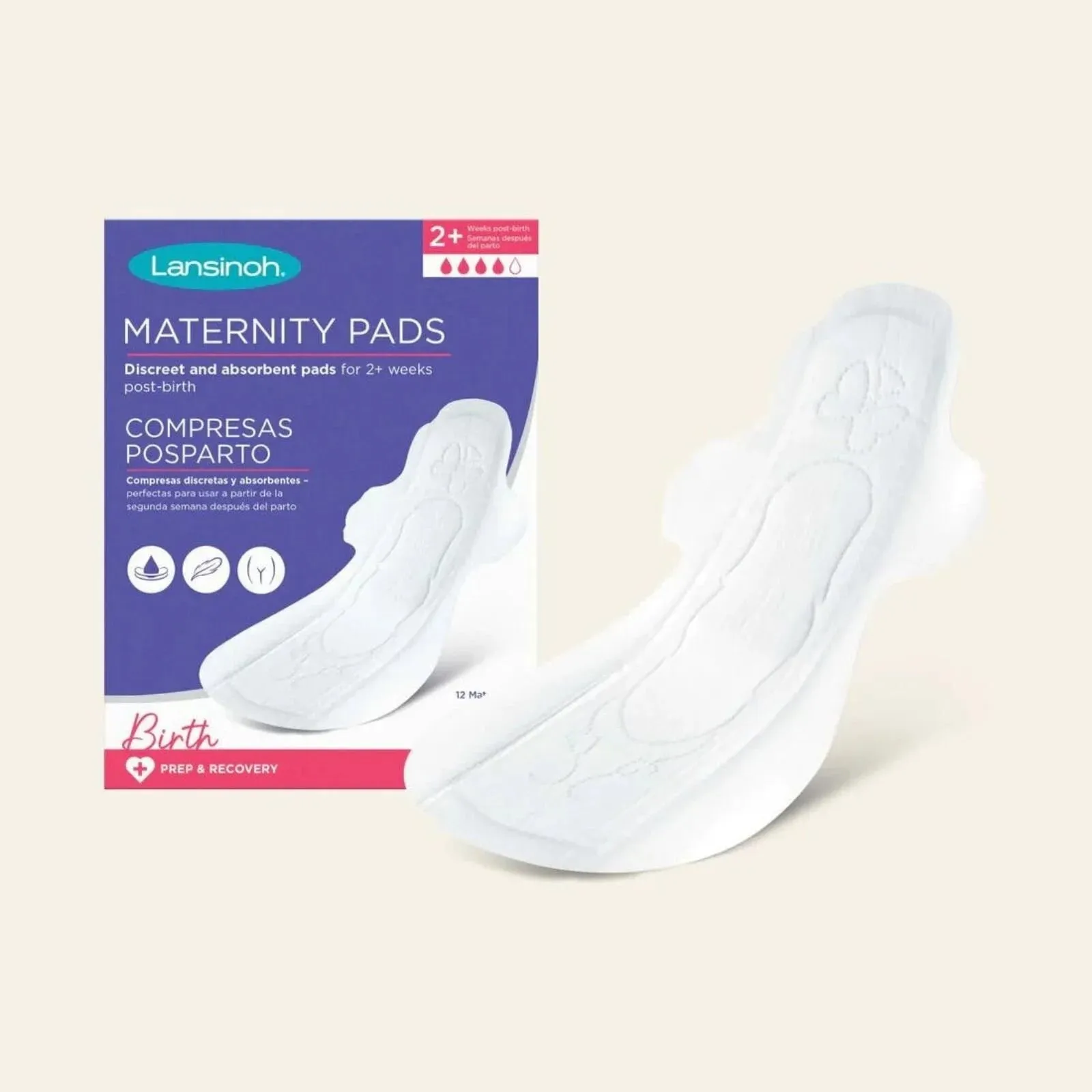 Lansinoh Discreet & Absorbent Maternity Pads for 2  weeks Postpartum 12 pcs