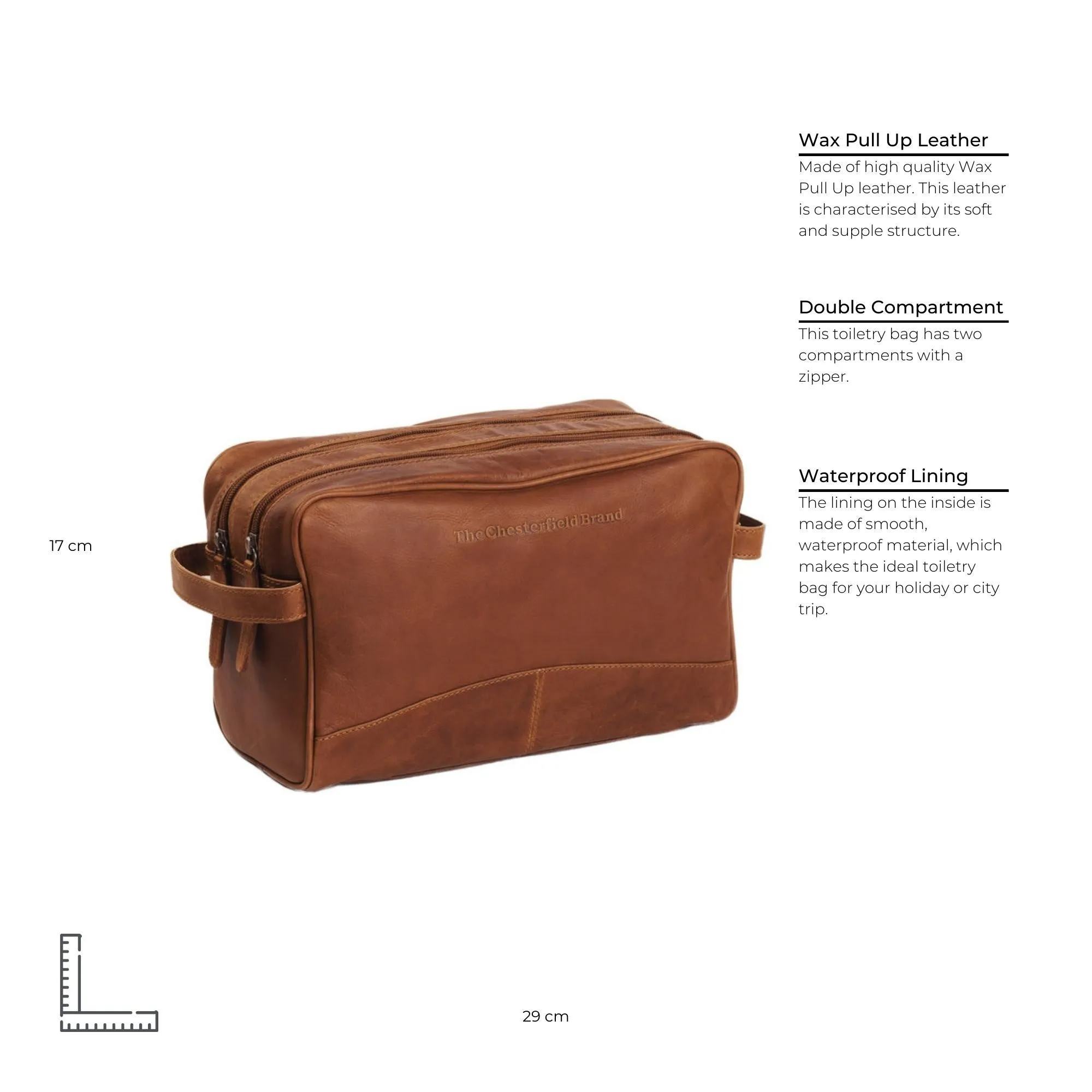 Leather Toiletry Bag Cognac Stefan