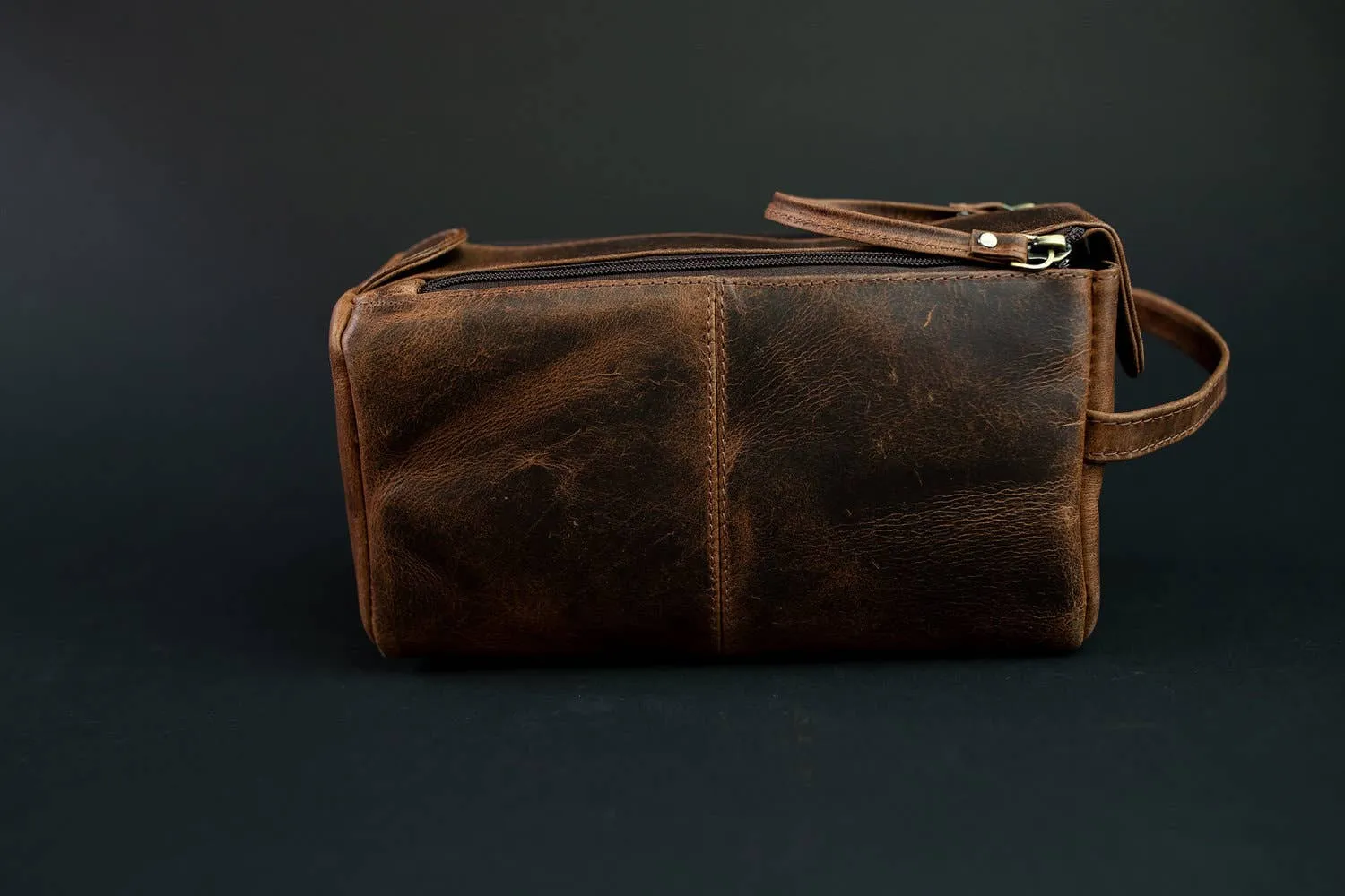 Leather Toiletry Bag - Dark Walnut