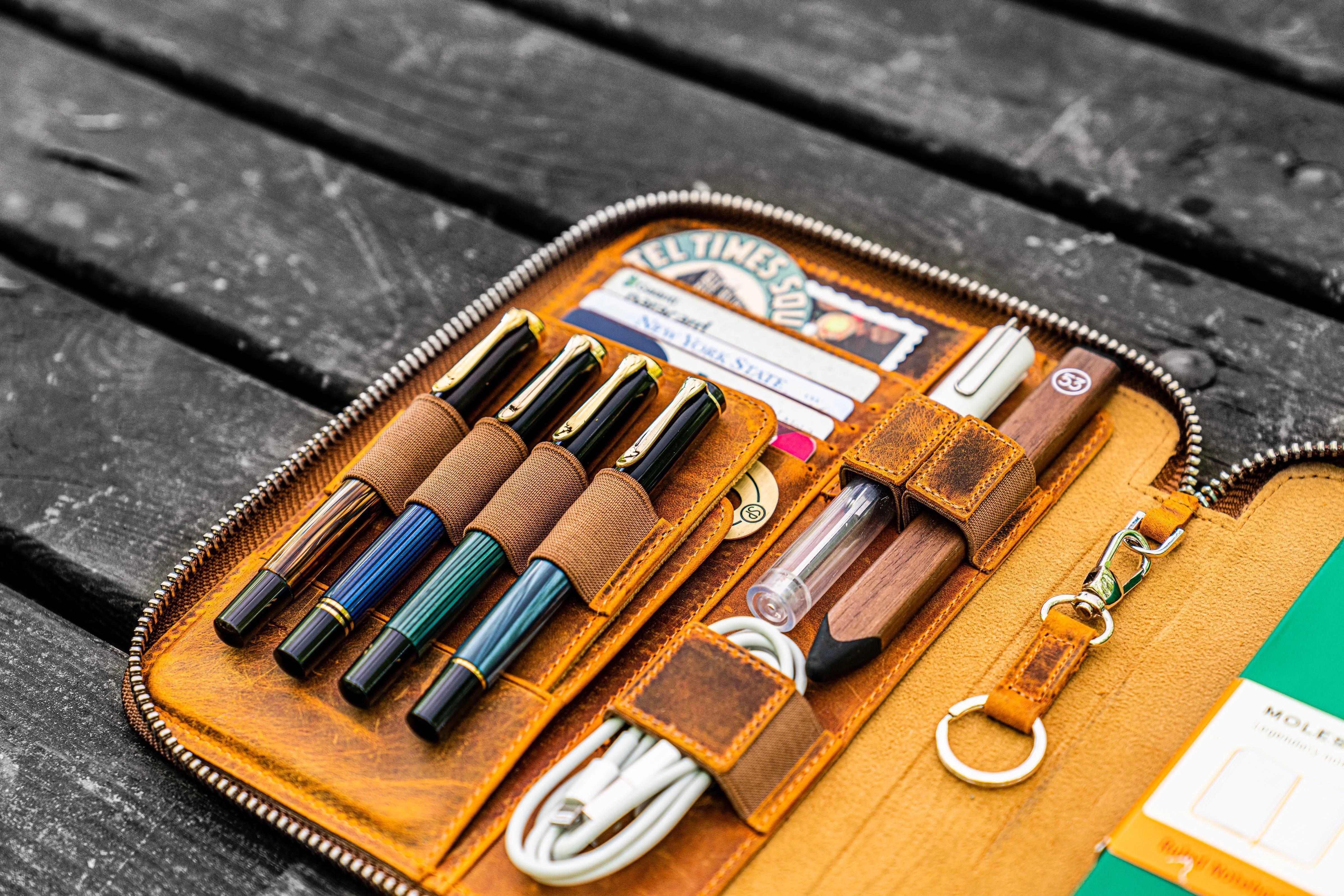 Leather Zippered iPad Mini & Large Moleskine Folio - Crazy Horse Brown