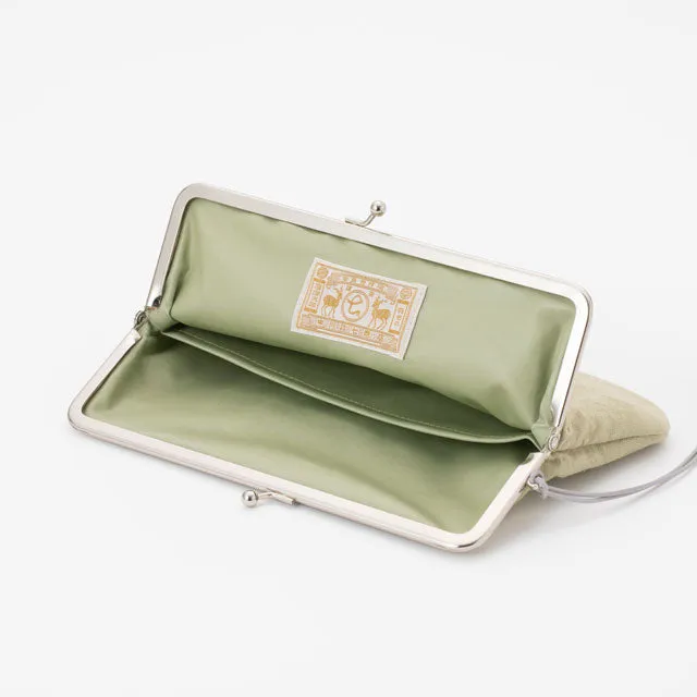 Linen Clasp Pouch - Light Green Color - , Cosmetic Pouch, Makeup Pouch, Japanese Gamaguchi Pouch, Travel Toiletry Pouch, Stationery Pouch, Bag organizer, Bag in Bag