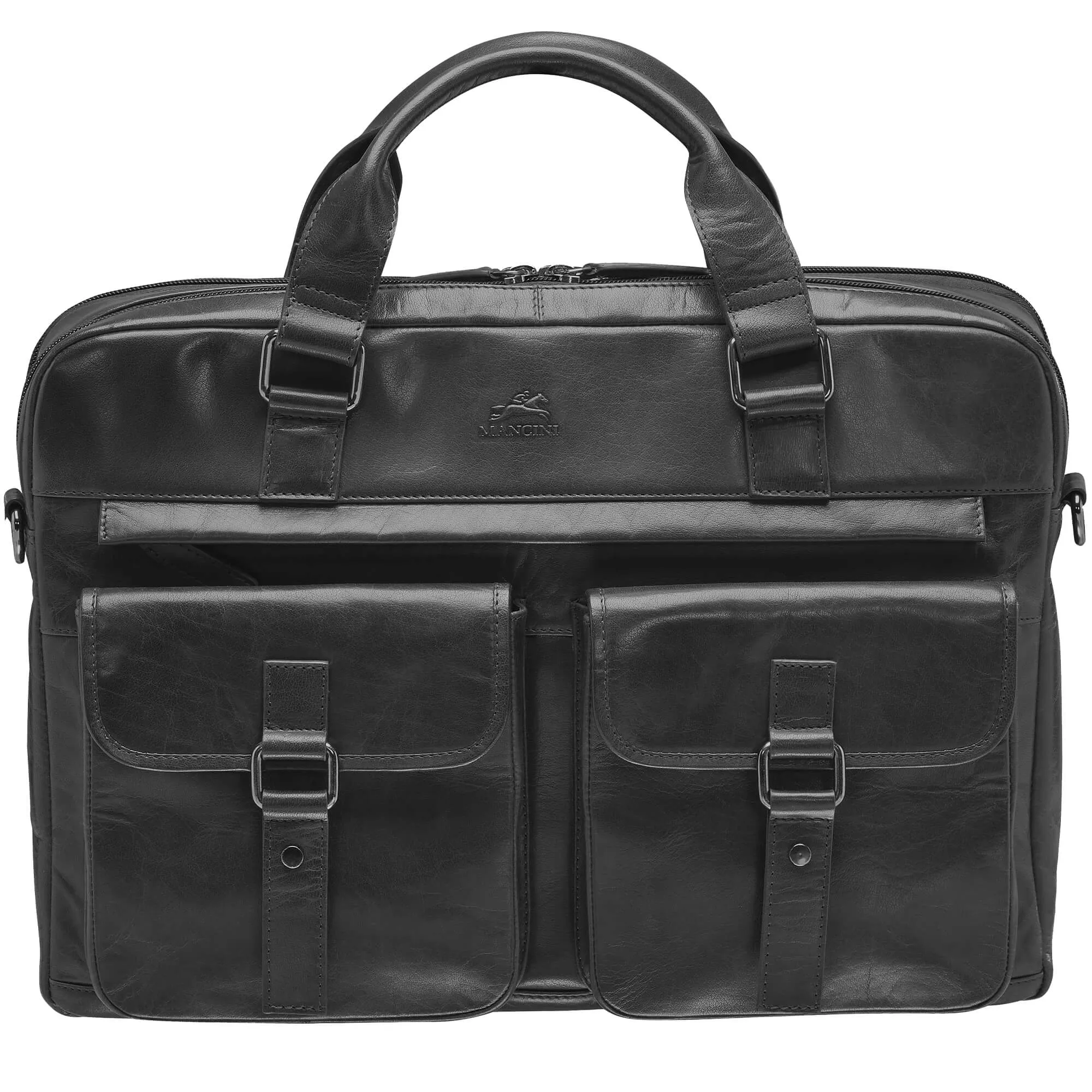 Mancini Leather Buffalo Briefcase with Dual Compartments for 15.6” Laptop