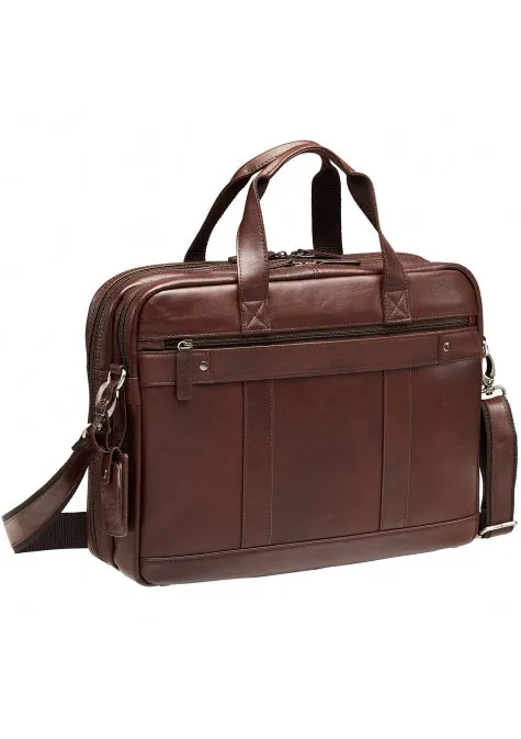 Mancini Leather Double Compartment Briefcase with RFID Secure Pocket for 15.6” Laptop / Tablet