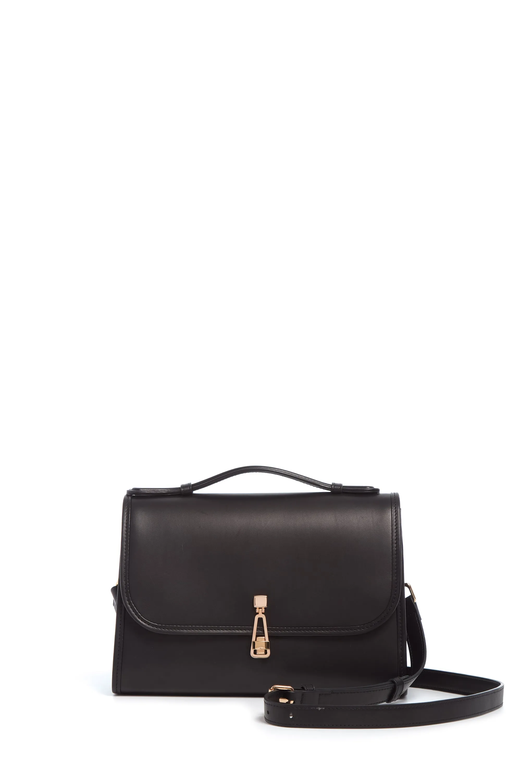 Medium Leonora Flap Bag in Black Leather