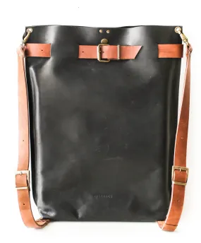 Men's Black w/Brown Leather Backpack