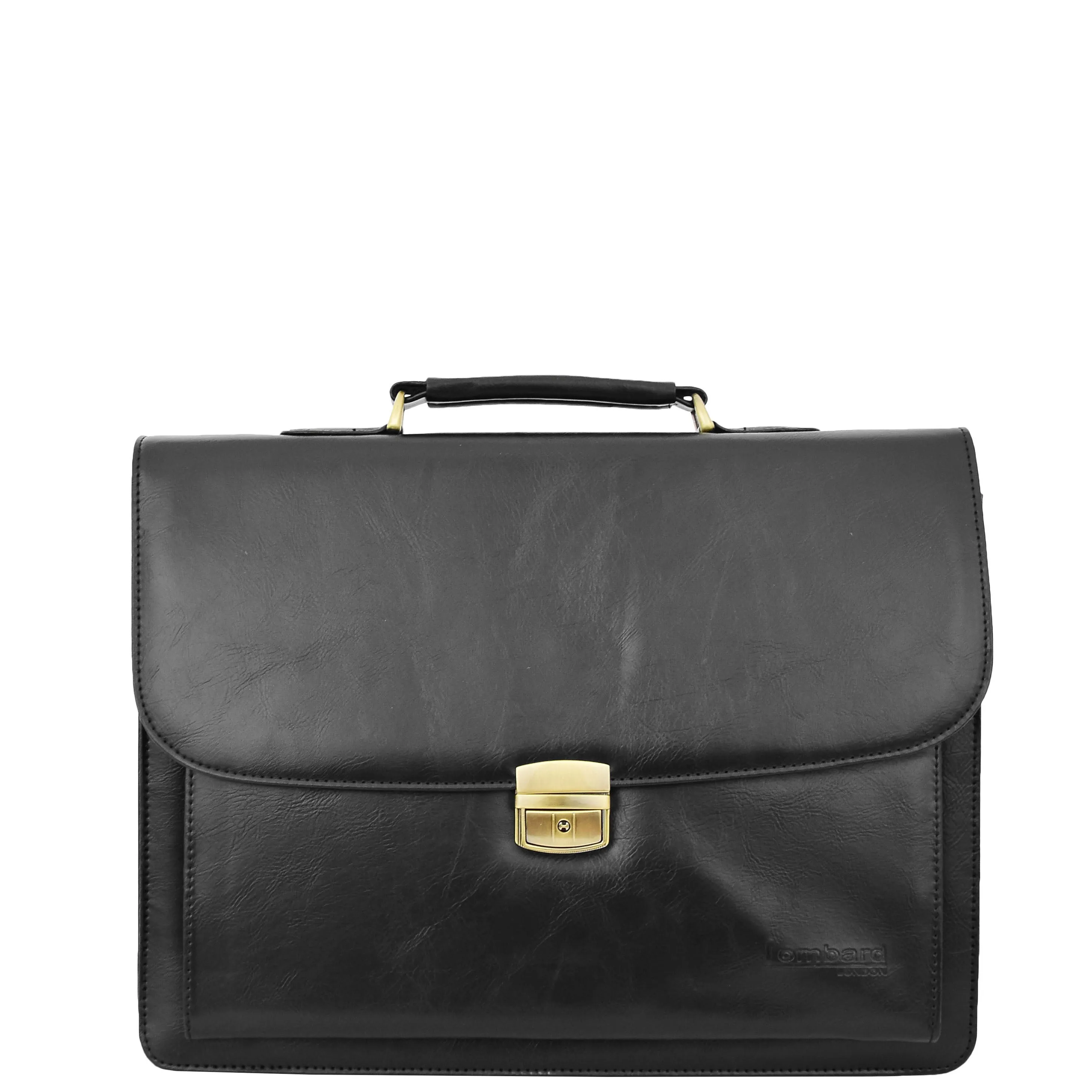 Mens Faux Leather Flap Over Briefcase Windsor Black