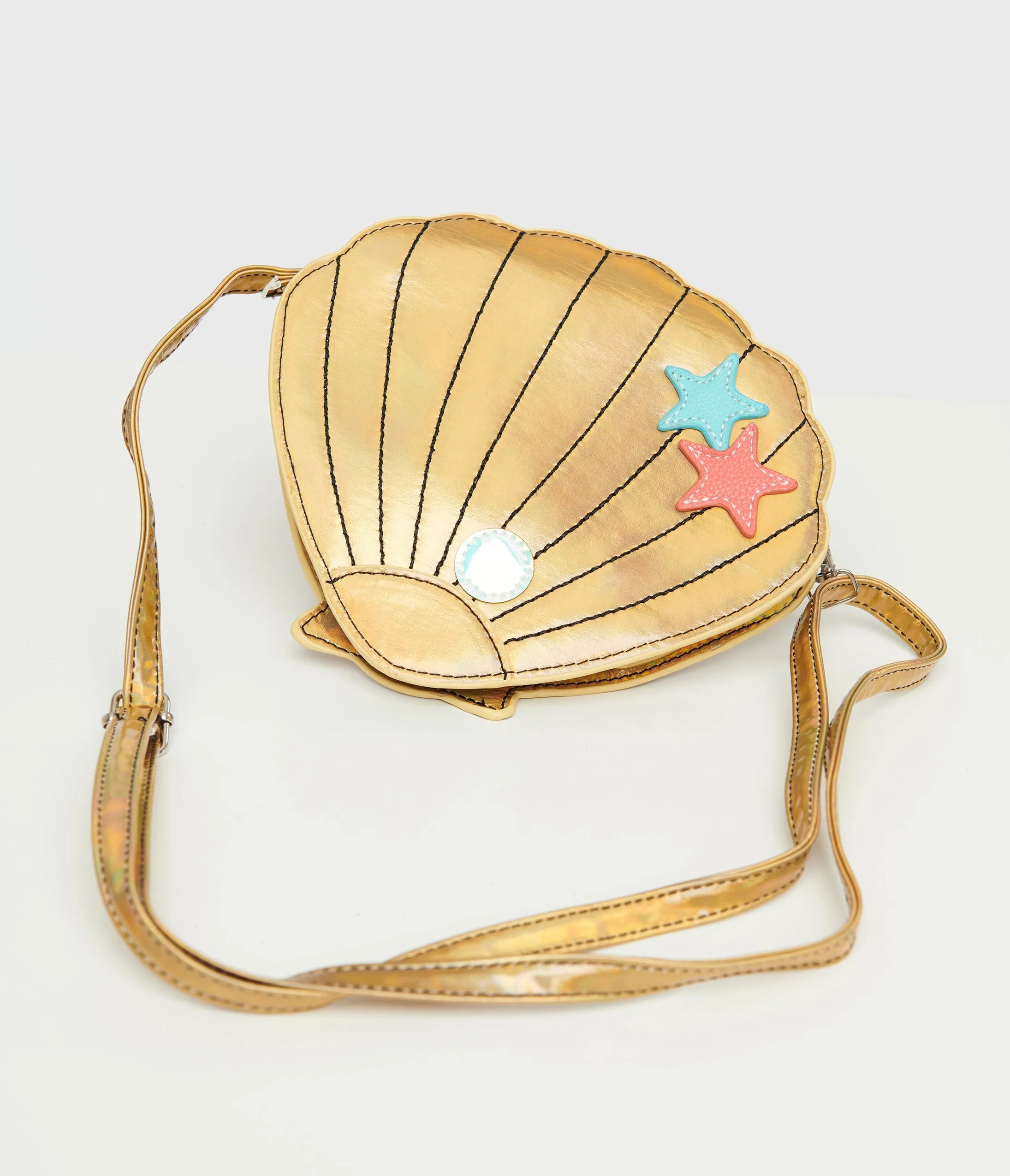 Metallic Gold Sea Shell Crossbody Bag