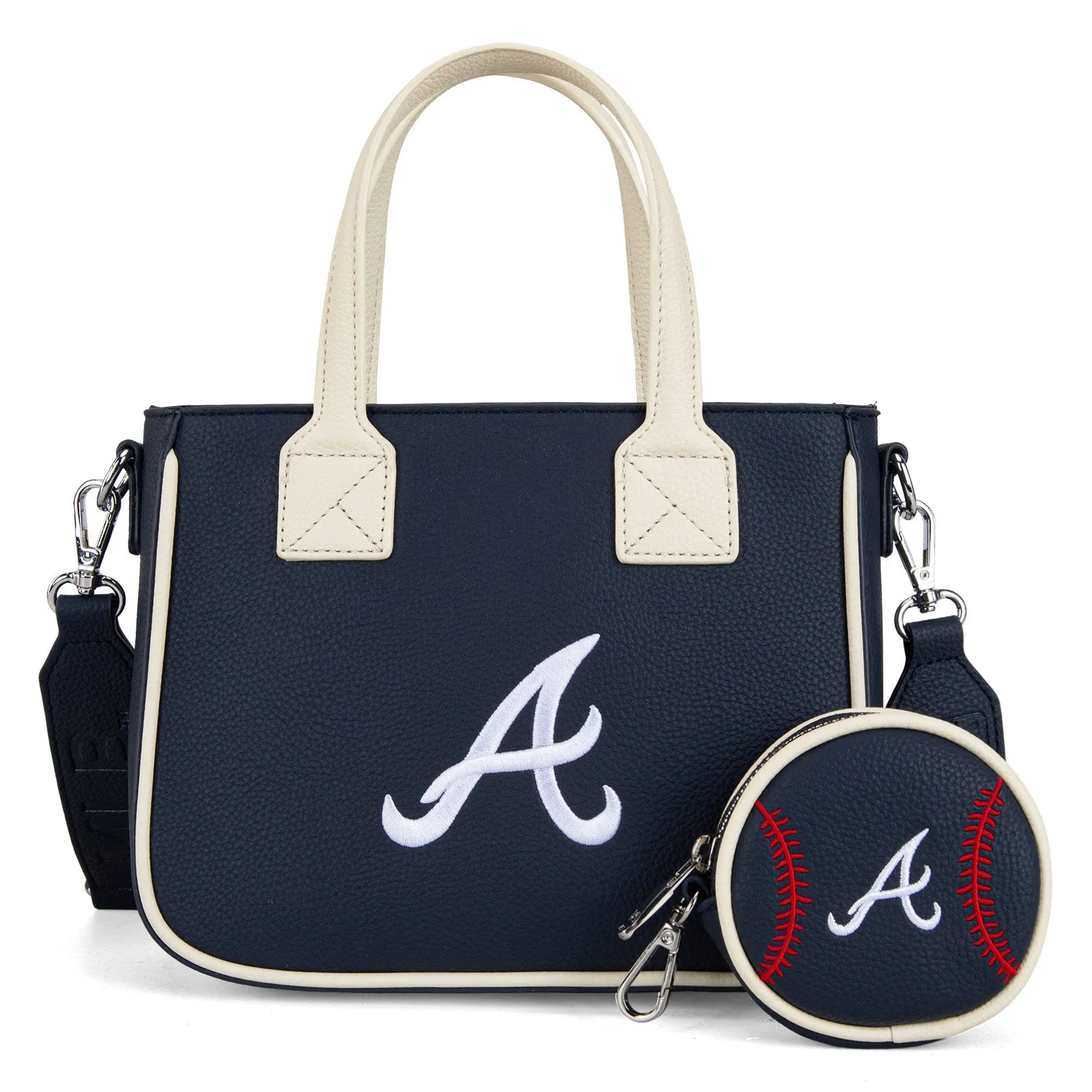 MLB-AB103  MLB Atlanta Braves  Team Tote/Crossbody with Baseball Coin Pouch