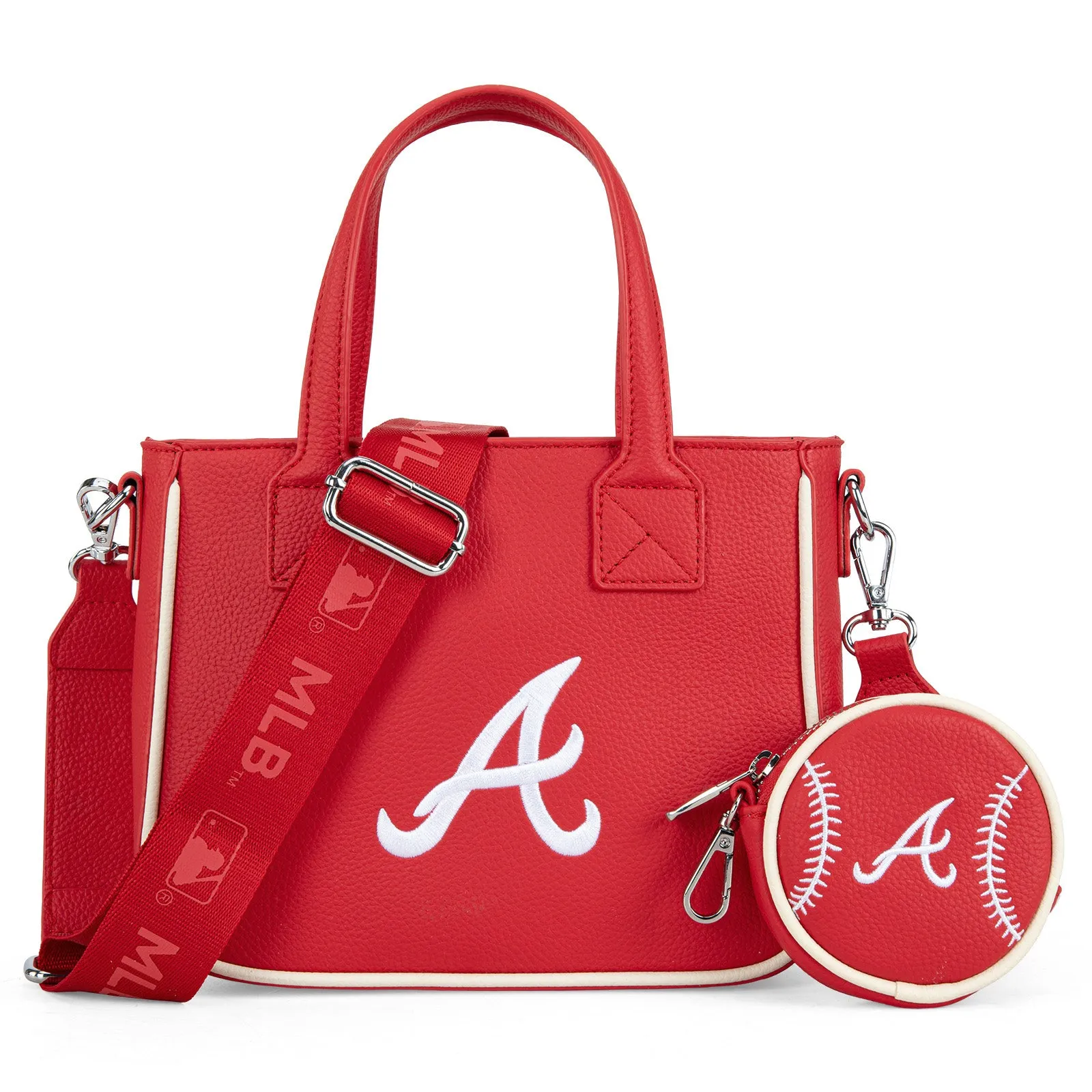 MLB-AB103  MLB Atlanta Braves  Team Tote/Crossbody with Baseball Coin Pouch