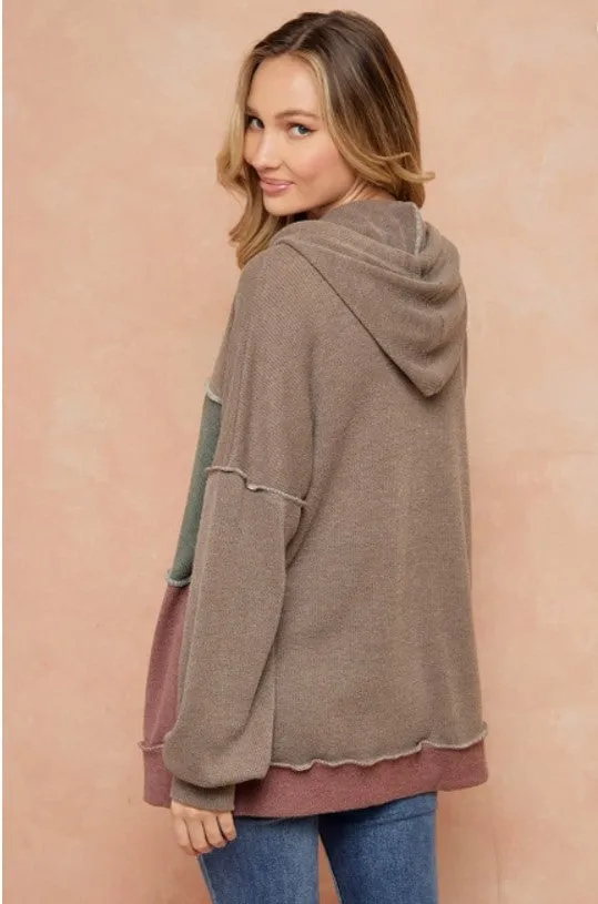 Mocha/Olive/Mauve Ribbed Hoodie - #5341-5347