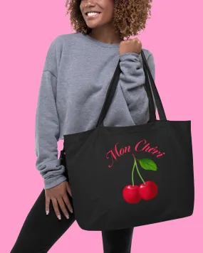 Mon Chérie Black Large organic tote bag