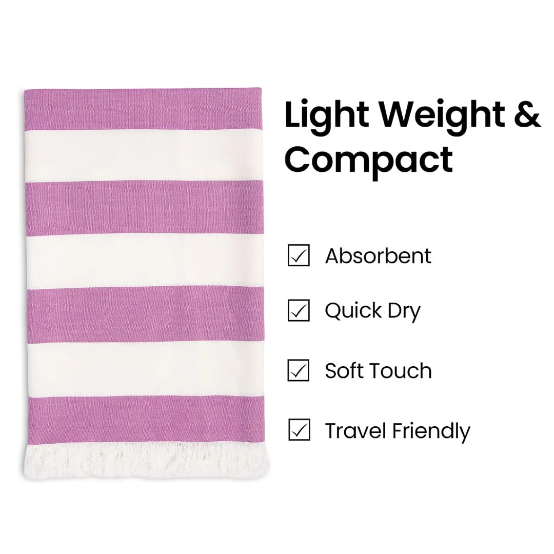 Mush Bamboo Turkish Towel | 100% Bamboo |Ultra Soft, Absorbent & Quick Dry Towel for Bath, Beach, Pool, Travel, Spa and Yoga | 29 x 59 Inches (Purple Stripes)