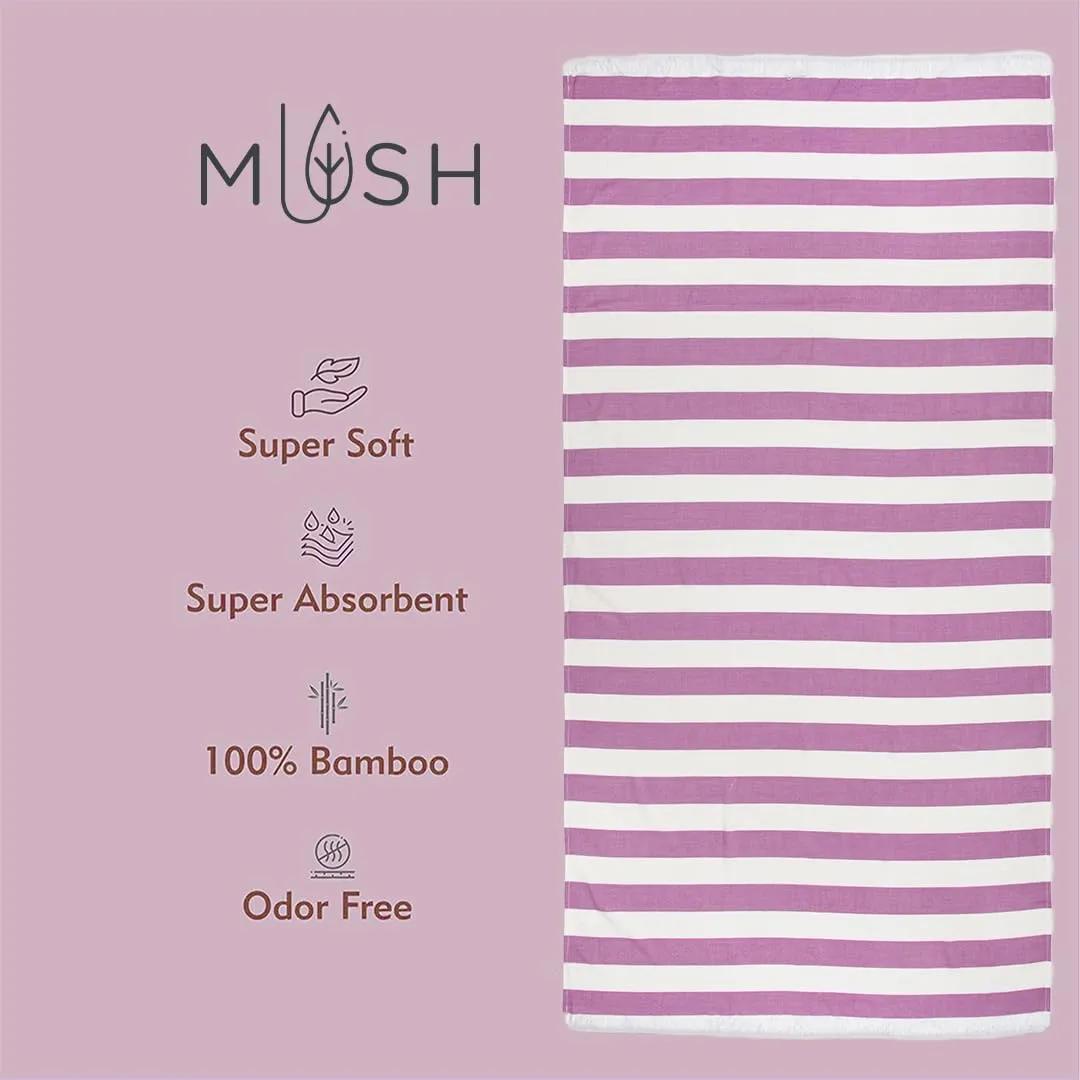 Mush Bamboo Turkish Towel | 100% Bamboo |Ultra Soft, Absorbent & Quick Dry Towel for Bath, Beach, Pool, Travel, Spa and Yoga | 29 x 59 Inches (Purple Stripes)