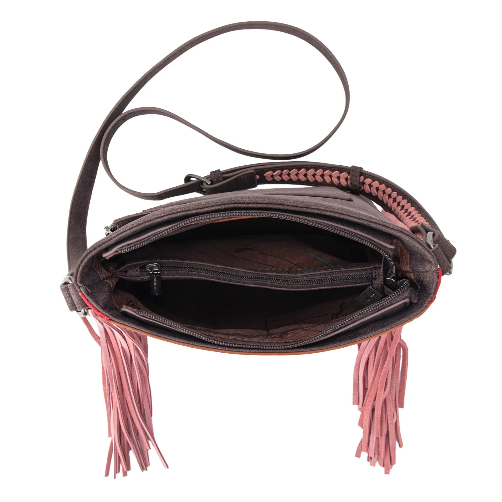 MW1295G-9360  Montana West Tooled Aztec Concealed Crossbody - Pink