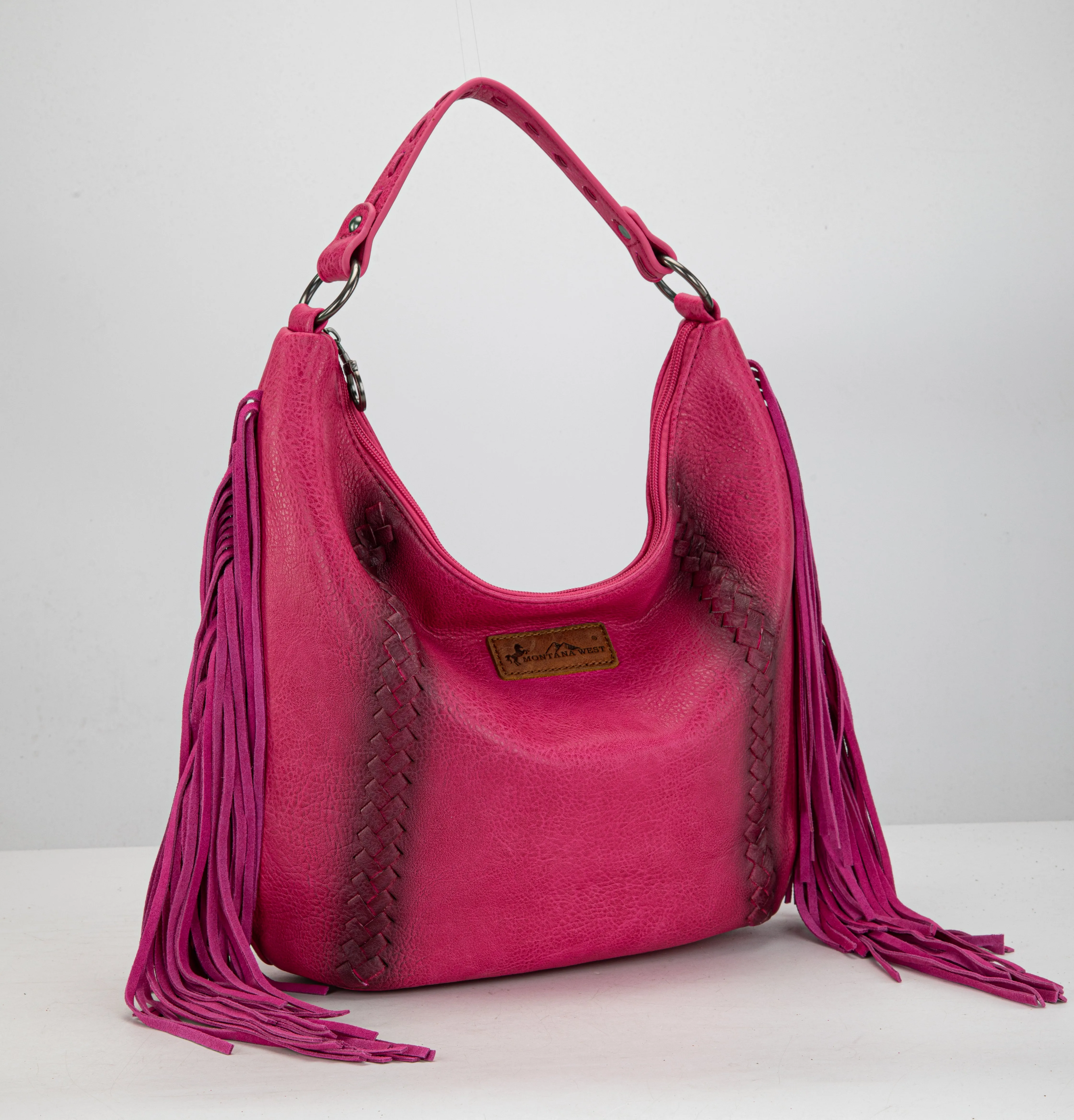 MWF1007G-9360 Montana West Fringe Collection Concealed Carry Hobo/Crossbody - Hot Pink