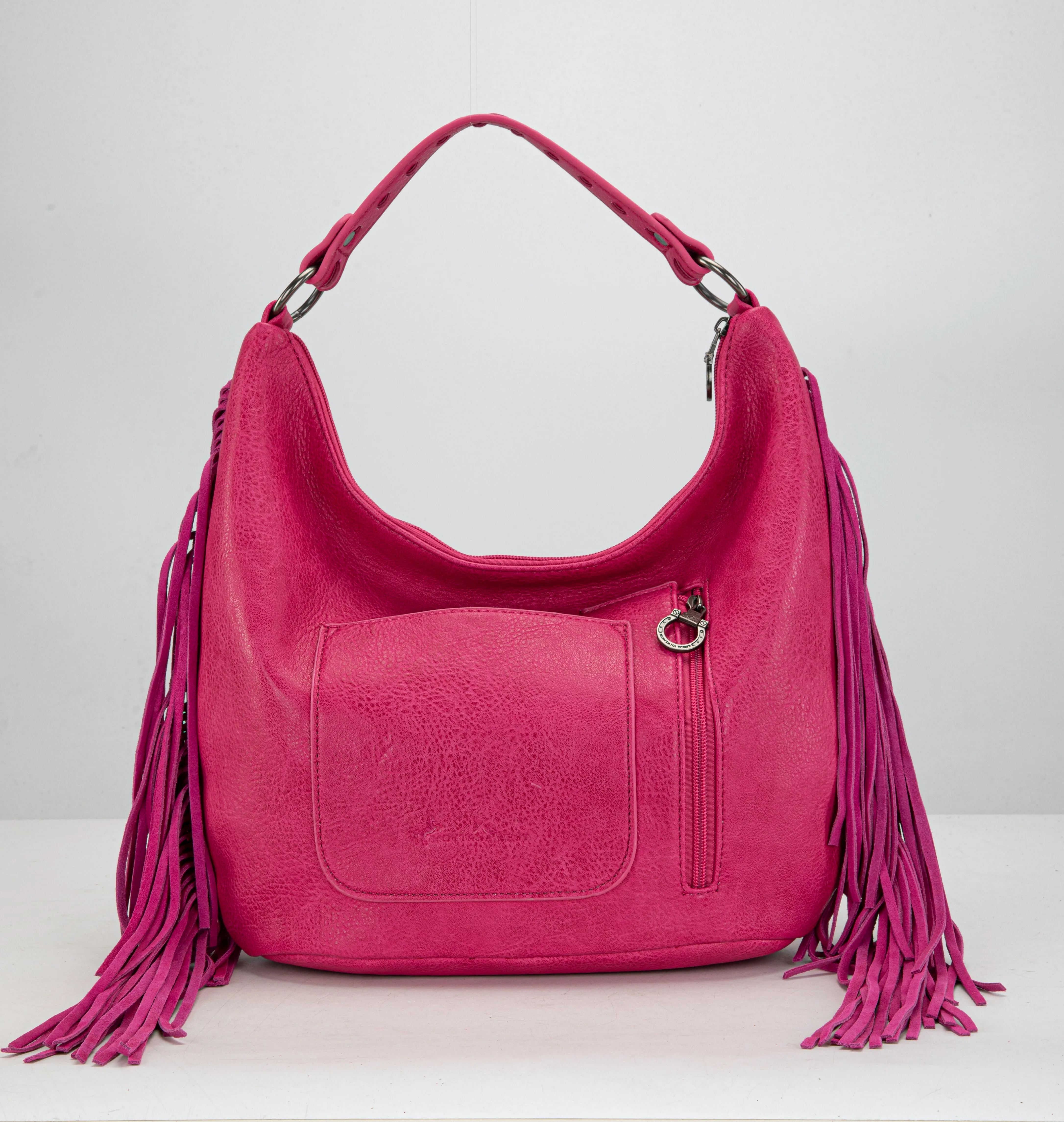 MWF1007G-9360 Montana West Fringe Collection Concealed Carry Hobo/Crossbody - Hot Pink