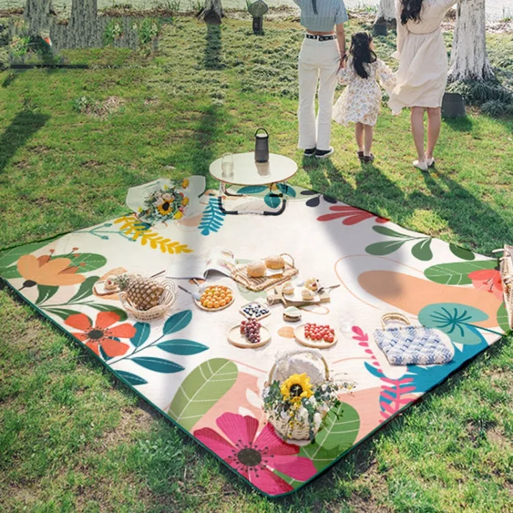 Outdoor Camping Thickened Moisture-proof Pad Portable Waterproof Picnic Cloth(Plant Flower)