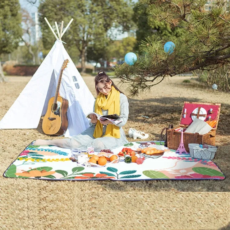 Outdoor Camping Thickened Moisture-proof Pad Portable Waterproof Picnic Cloth(Plant Flower)