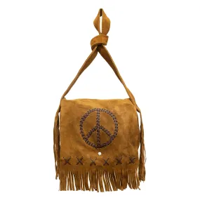 Peace Fringe Leather Shoulder Bag