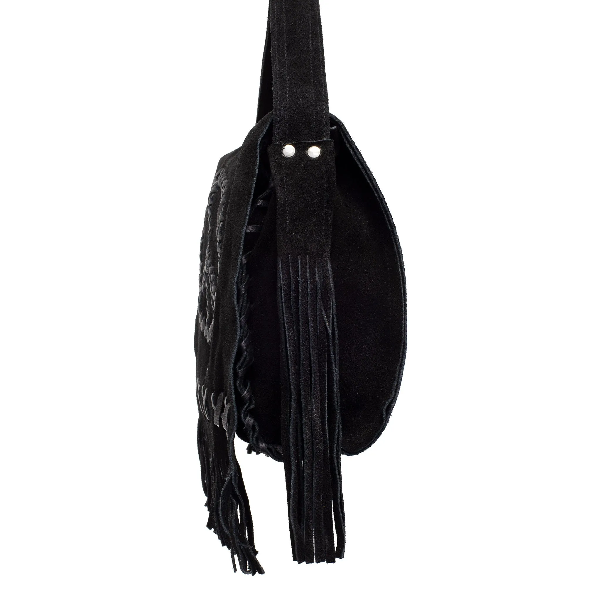 Peace Fringe Leather Shoulder Bag