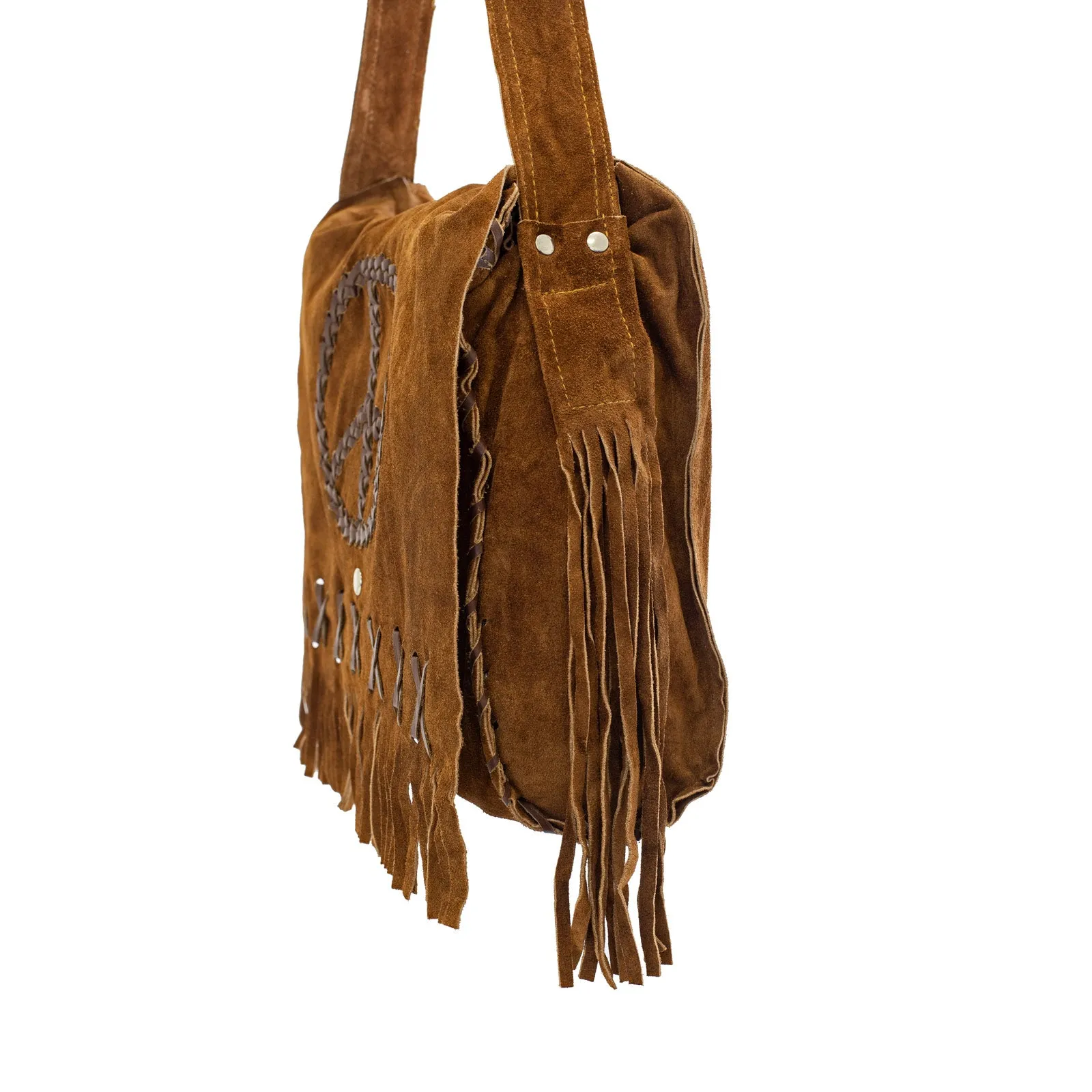 Peace Fringe Leather Shoulder Bag