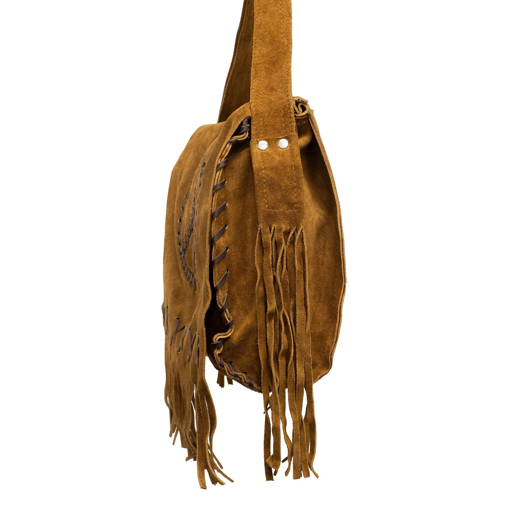 Peace Fringe Leather Shoulder Bag