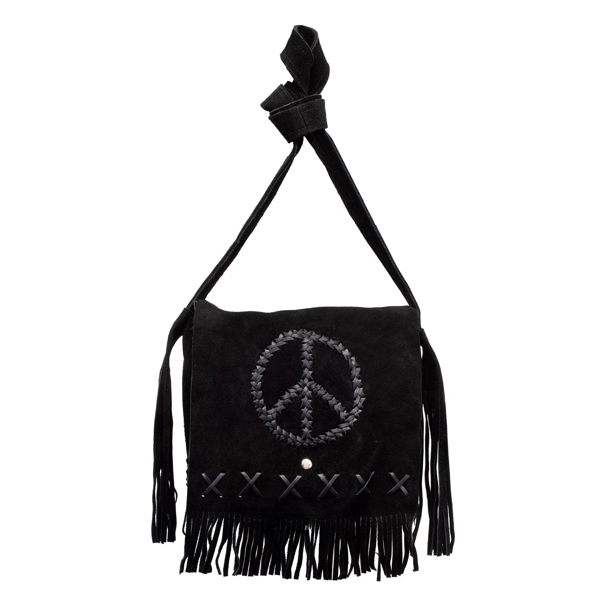 Peace Fringe Leather Shoulder Bag