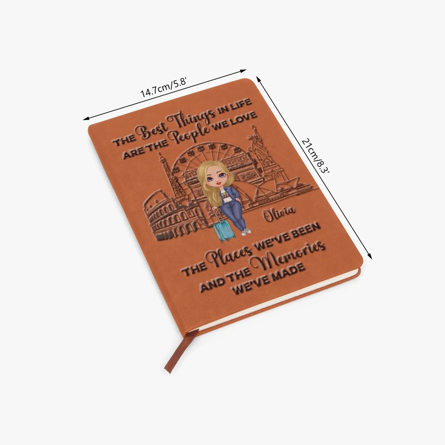 Personalised PU Leather Journal Notebook, Travel Journal, The Best Things, Blonde Hair