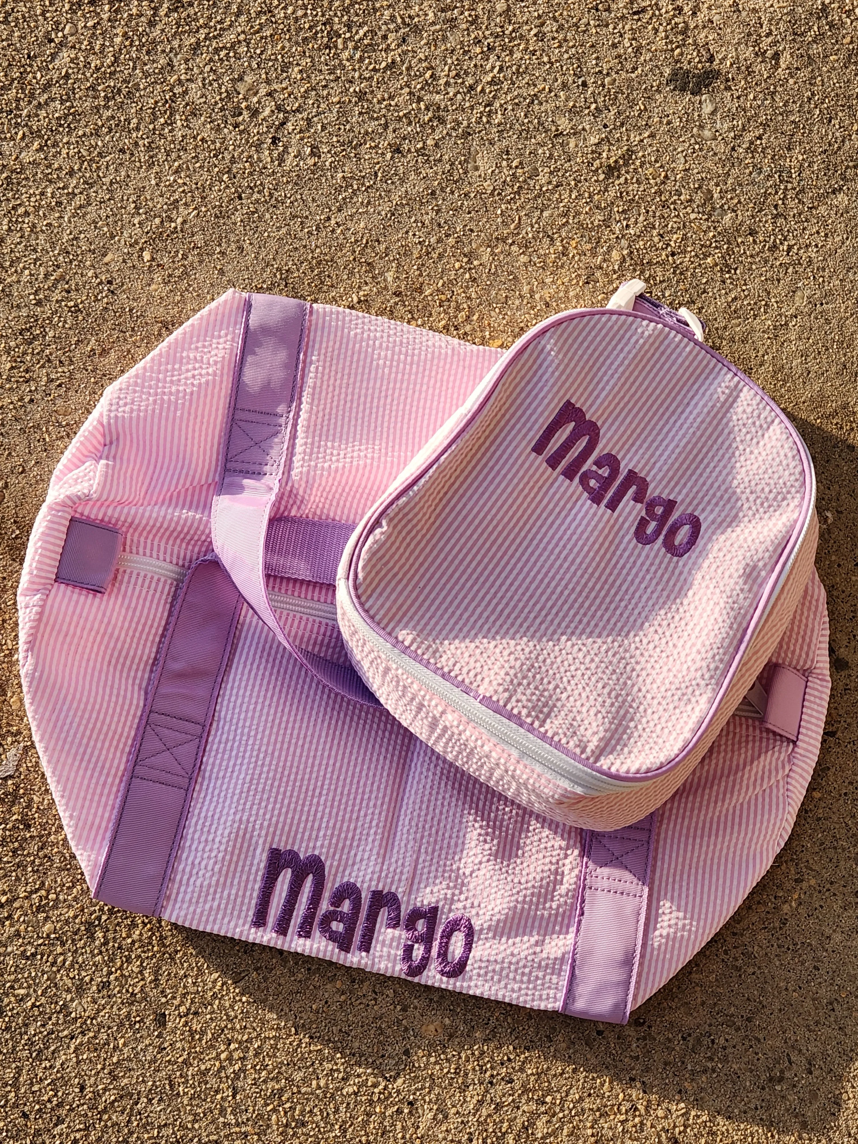 Pink & Purple Seersucker Medium Duffle