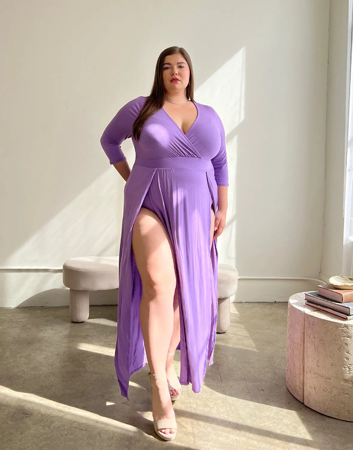 Plus Size Sultry Double Slit Dress