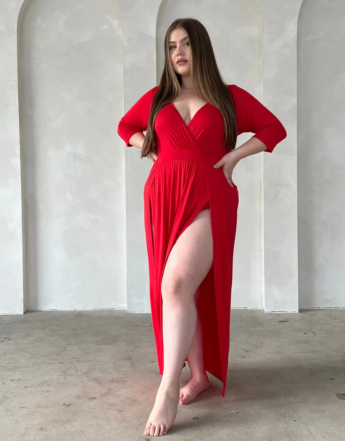 Plus Size Sultry Double Slit Dress