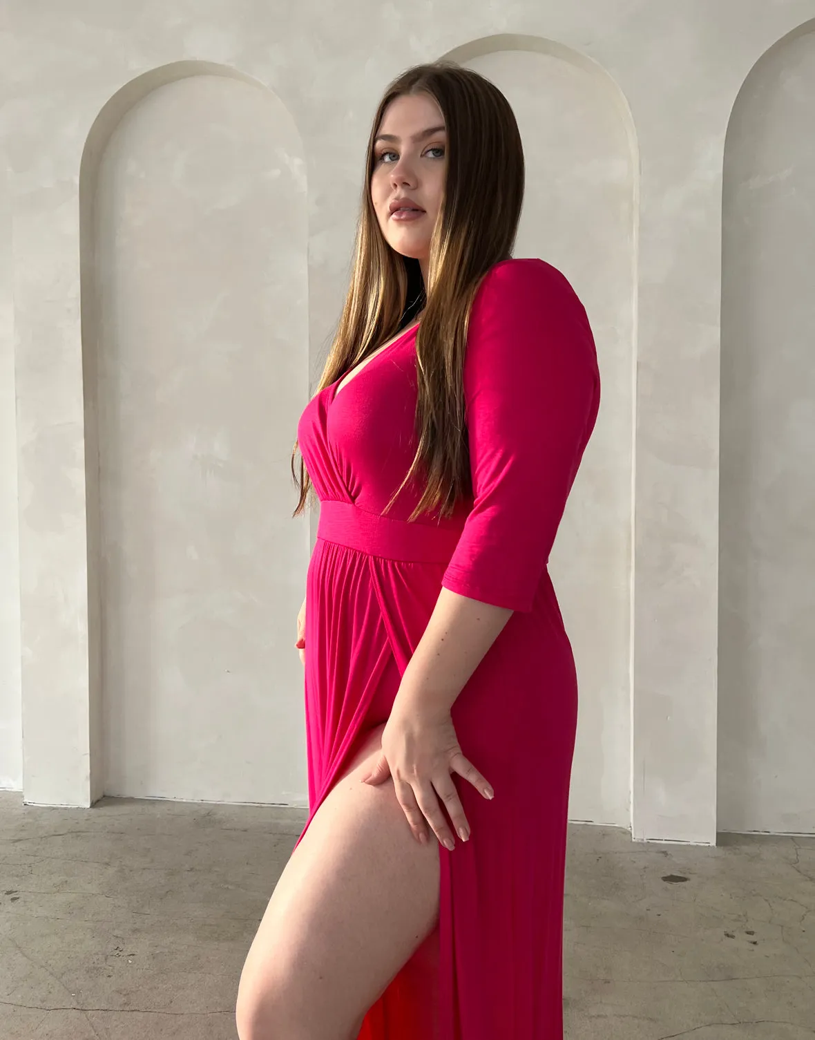 Plus Size Sultry Double Slit Dress