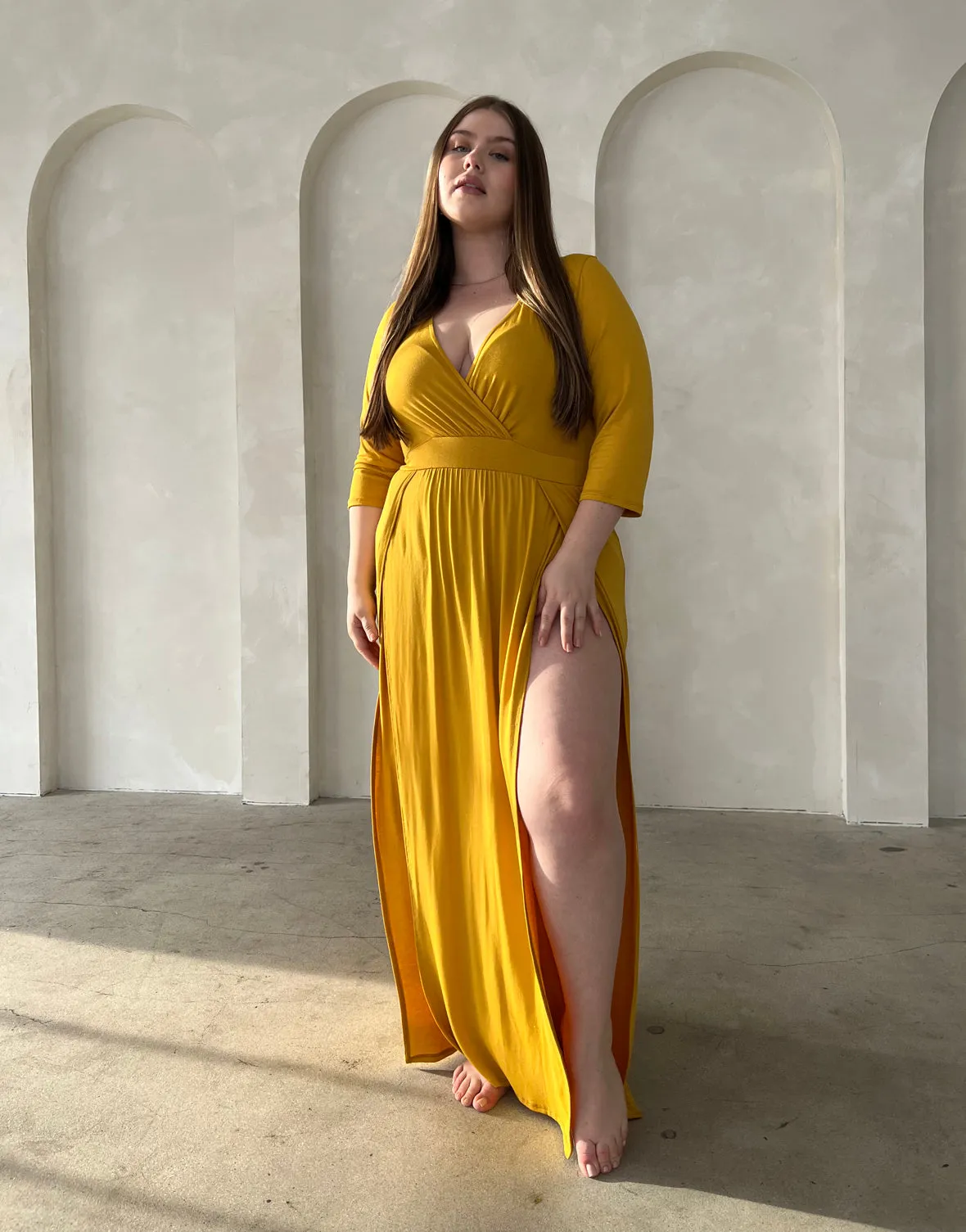 Plus Size Sultry Double Slit Dress