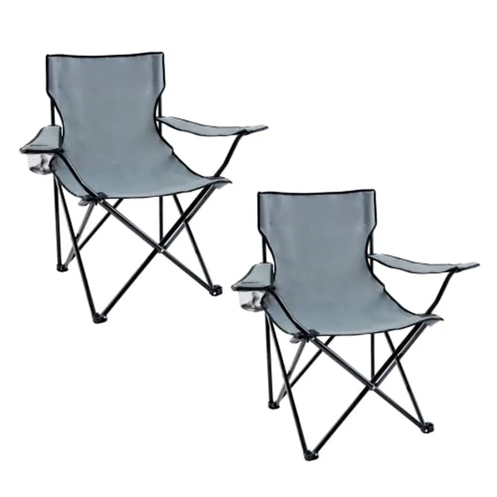 Portable Folding Grey Camping Chair-Large