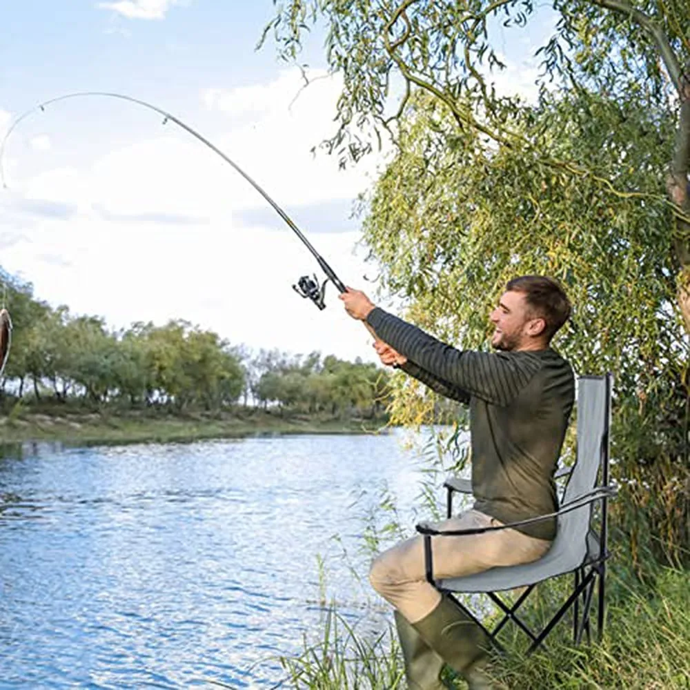 Portable Folding Grey Camping Chair-Large