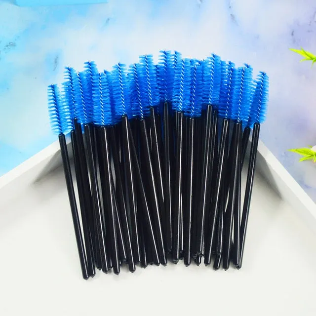 QSTY 50Pcs Eyelash Brushes Makeup Brushes Disposable Mascara Wands Applicator Spoolers Eye Lashes Cosmetic Brush Makeup Tools