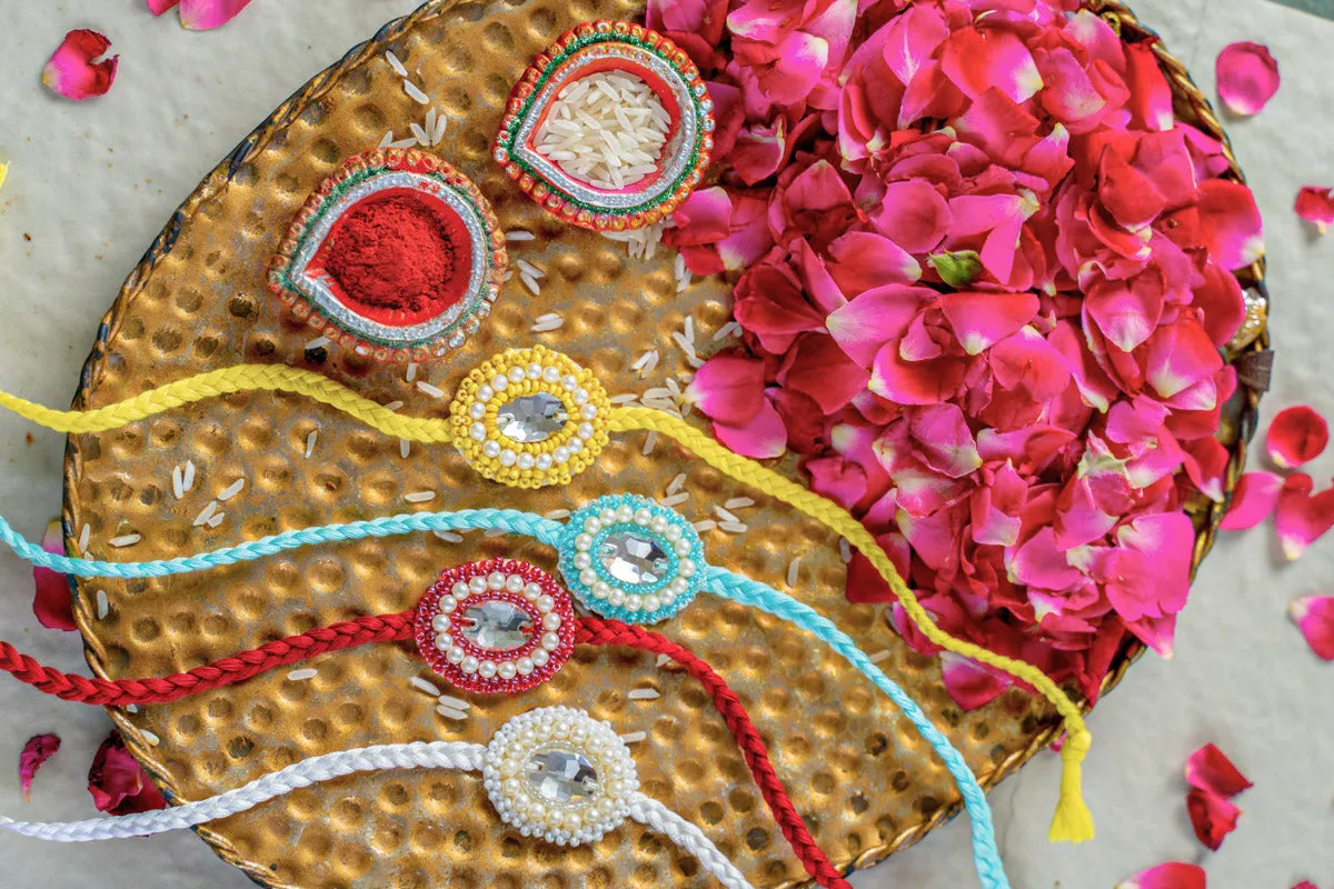 Sacred Strings Embroidered Rakhi Set of 4