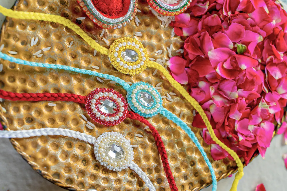 Sacred Strings Embroidered Rakhi Set of 4