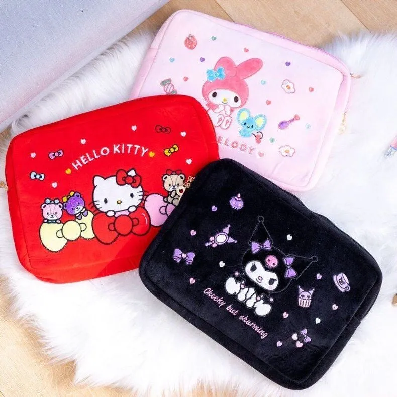 Sanrio iPad Bag & Laptop Bag | Hello Kitty My Melody Kuromi - with embroidery