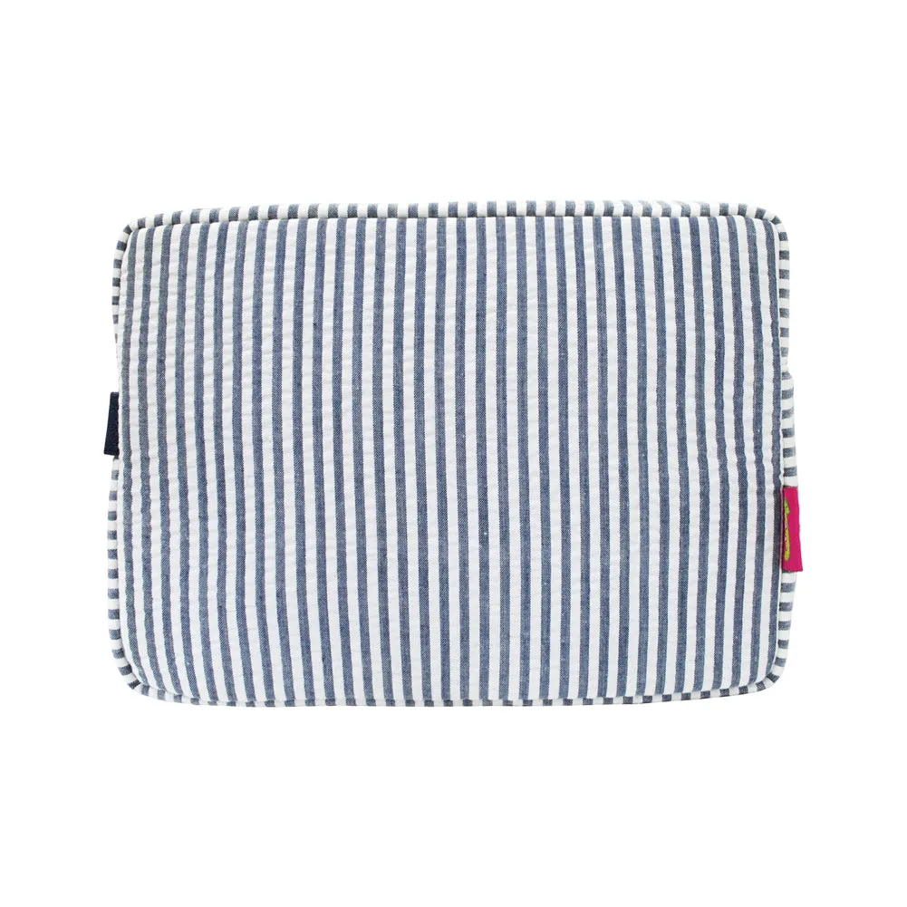 Seersucker Navy NGIL Large Cosmetic Travel Pouch