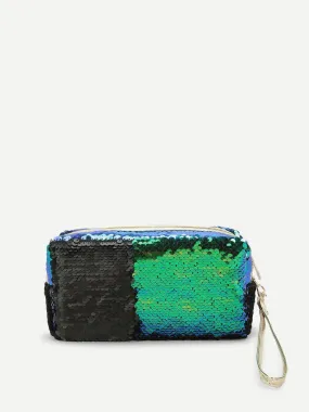 Sequin Makeup Bag With Wristlet