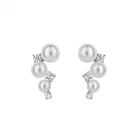 Shell Pearl Bubble Zirconia Stud Earrings E6192