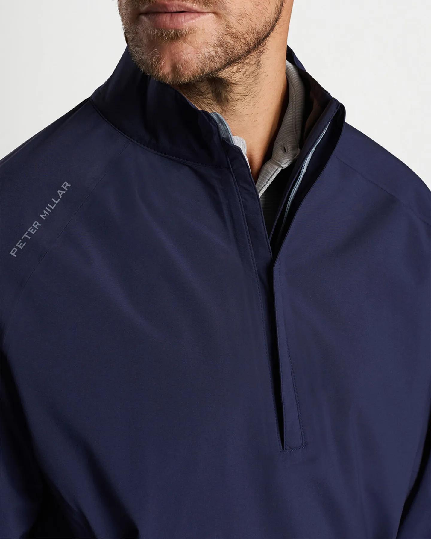 SHIELD HALF ZIP RAIN SHELL JACKET - NAVY