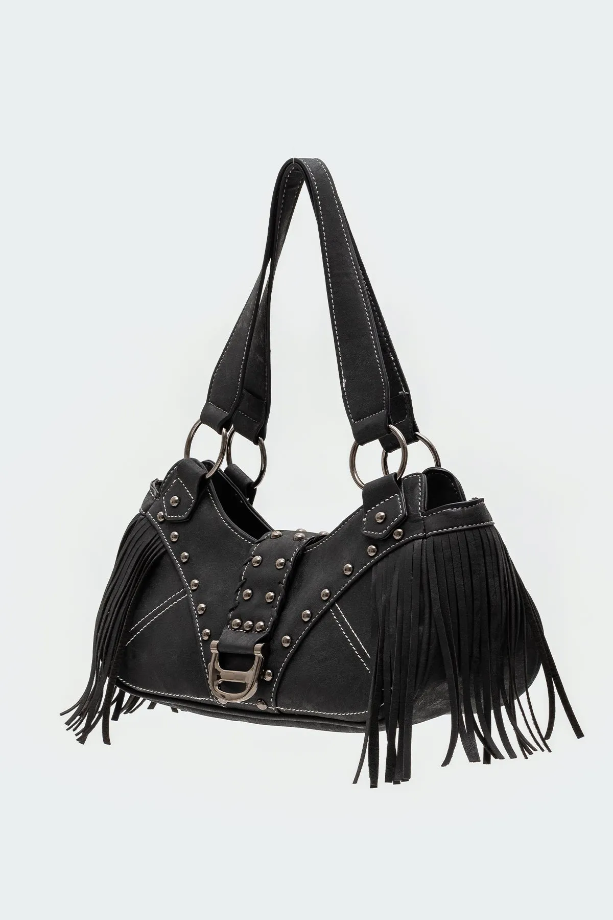 Shterna Fringed Faux Leather Sueded Bag