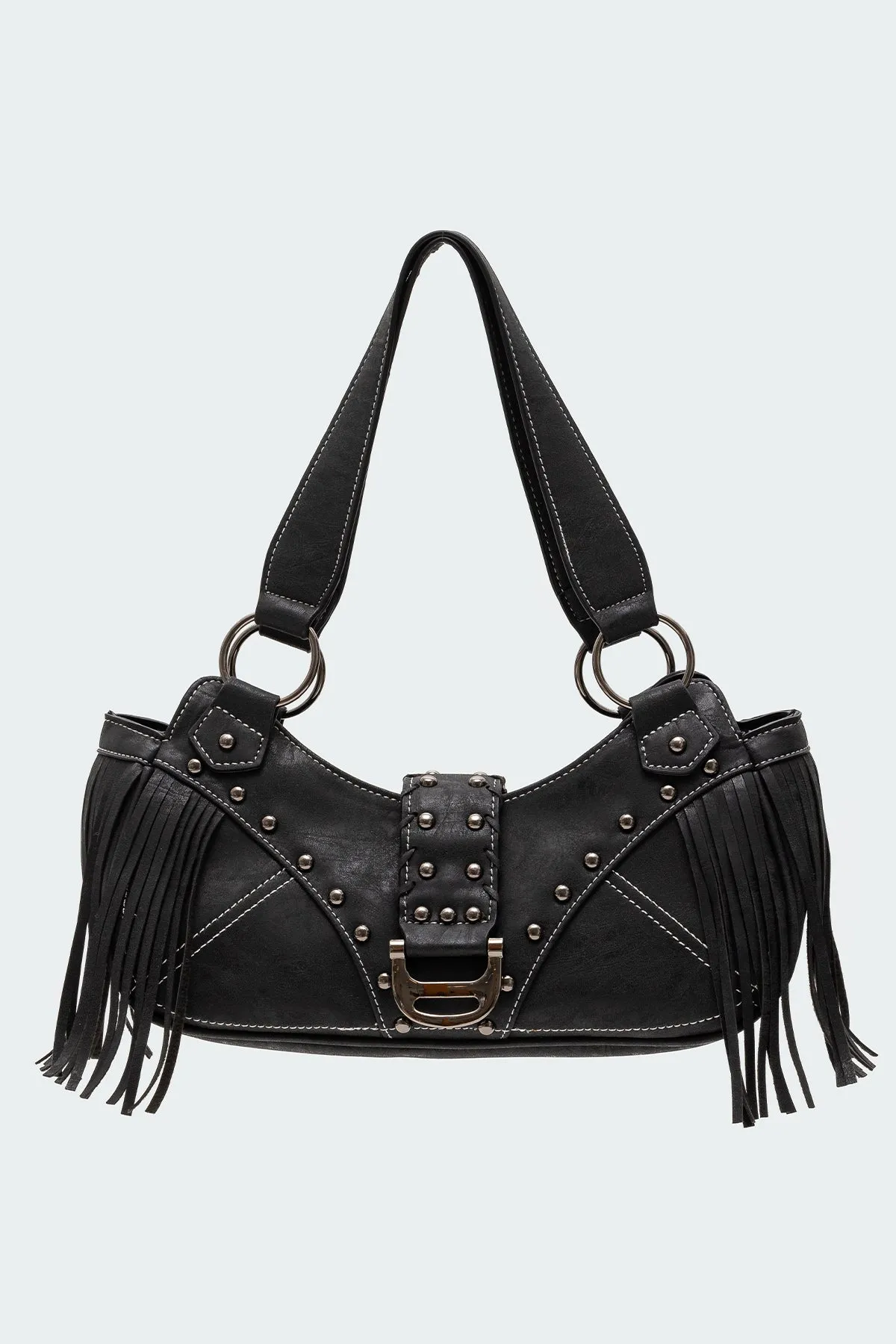 Shterna Fringed Faux Leather Sueded Bag