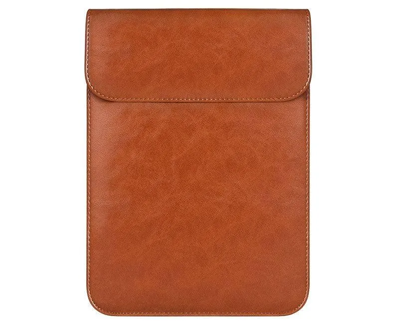 Sleek Men's Slim Leather Laptop Sleeve- Brown